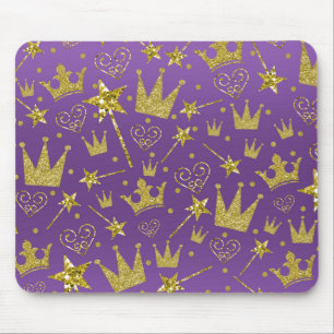 Tapis De Souris Filles Paillettes Violettes & Dorées Princesses Fi