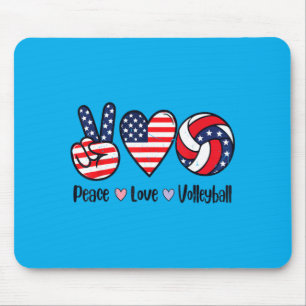 Tapis De Souris Filles Paix Amour Volley-ball 4 juillet Américain
