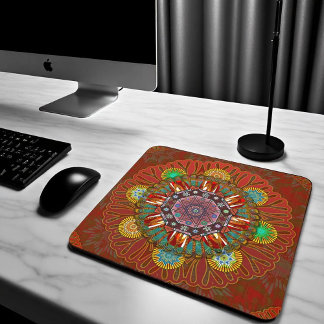 Tapis De Souris Filtre Floral Rouge de Squire Manipur Mandala