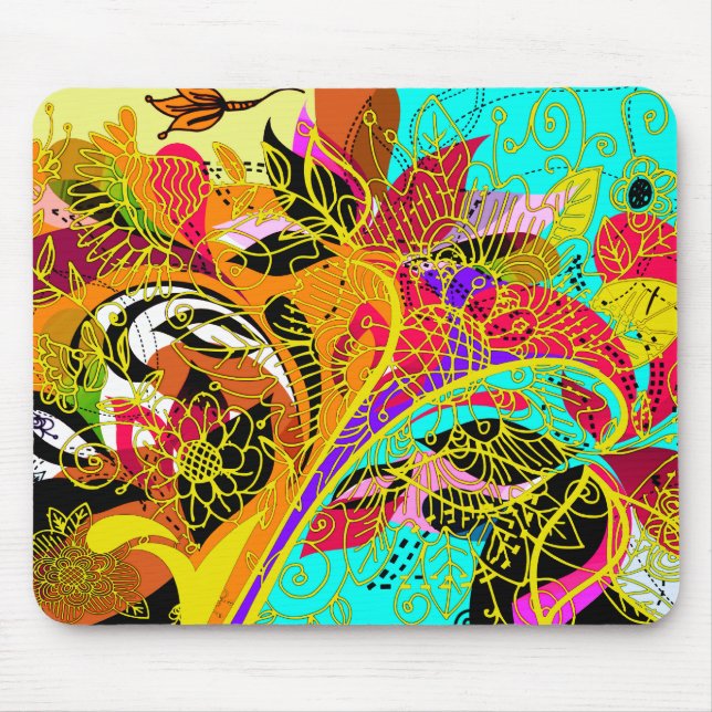 Tapis De Souris Fine Cool Abstraite Cute Girly Retro Mode (Devant)