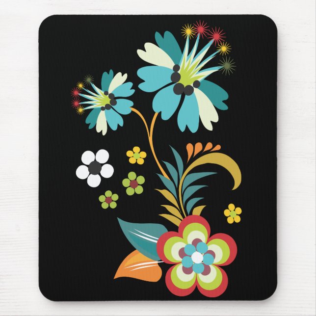 Tapis De Souris Fine mignon Cool Girl Retro Floral Mode (Devant)