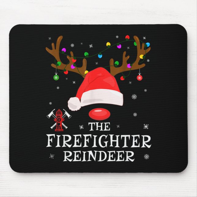 Tapis De Souris Firefighter Reindeer Family Matching Christmas Pjs (Devant)