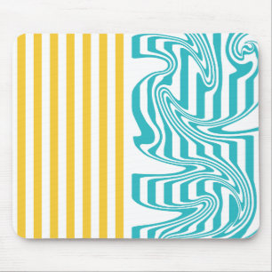 Tapis De Souris Fissures et torsades en Turquoise et Jaune