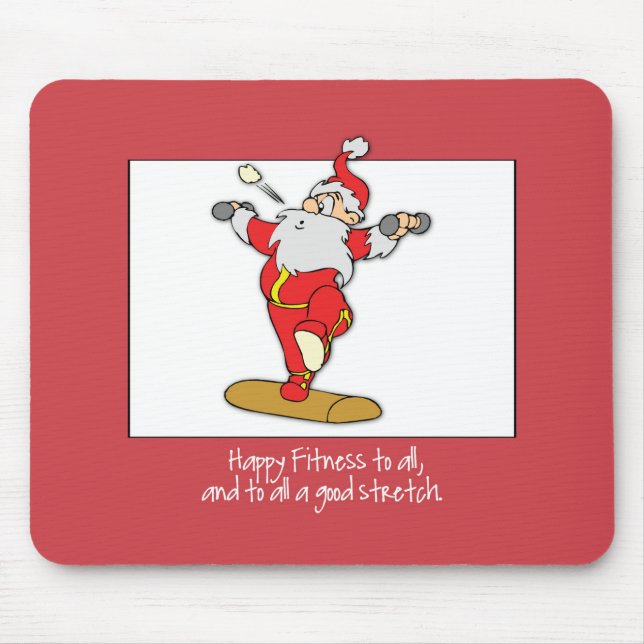 Tapis De Souris Fitness Exercice Noël avec Père Noël (Devant)