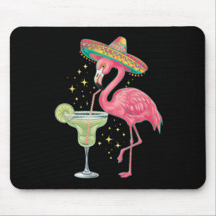 Tapis De Souris Flamant qui boit une Margarita Drôle de Poncho Mex