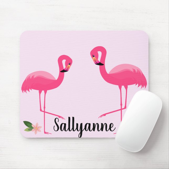 Tapis De Souris FLAMANT ROSE PINK FLORAL PERSONNALISABLE Souris (Avec souris)