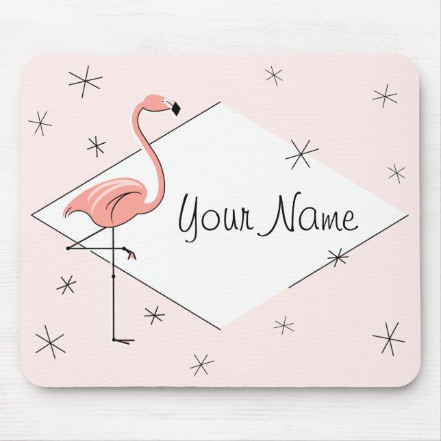 Tapis De Souris Flamant rose rose diamant "Texte" mousepad (Devant)
