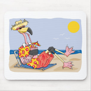 Tapis De Souris Flamant rose sur la plage