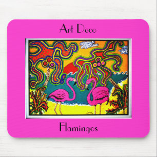 Tapis De Souris Flamants roses d'art déco