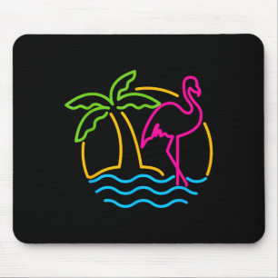Tapis De Souris Flamingo Nk néon rétro Miami vintage 80s
