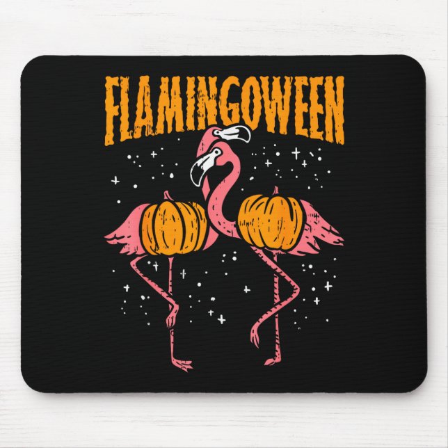 Tapis De Souris Flamingoween Pumpkin Flamingos Funny Bird Hallowee (Devant)
