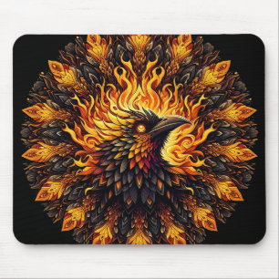 Tapis De Souris Flamme Phoenix Circulaire Graphique