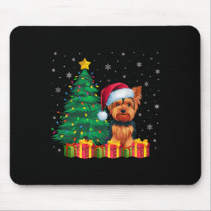 Tapis De Souris Flammes de Noël de Terrier Santa Hat