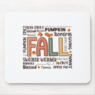 Tapis De Souris Flannels Automne Saison Citrouille Vibes Automne T