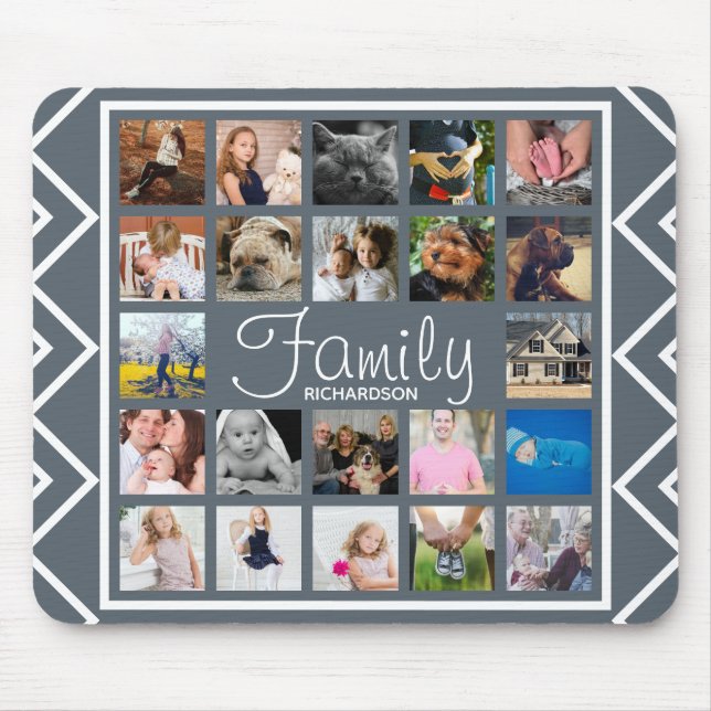 Tapis De Souris Flèches blanches modernes Famille Photo Collage (Devant)