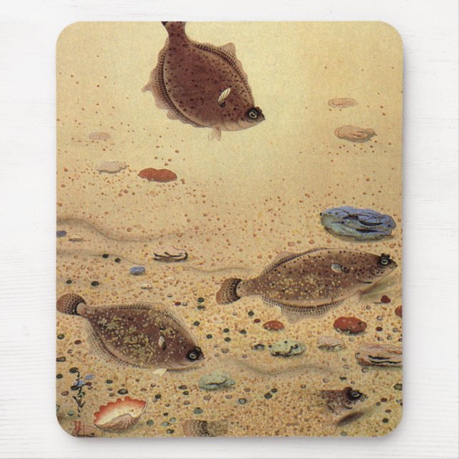 Tapis De Souris Flets ou poissons plats, vie marine océanique vint (Devant)