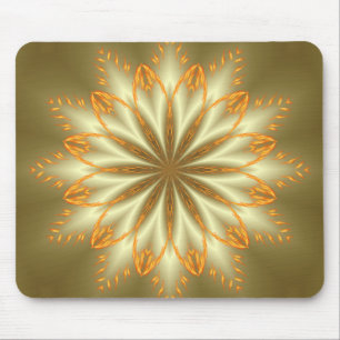 Tapis De Souris Fleur Abstraite d'or et d'argent pour Noël