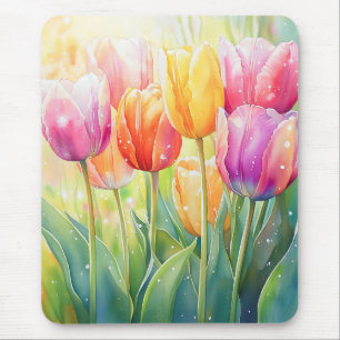 Tapis De Souris Fleur Aquarelle Ressort Jardin Tulip