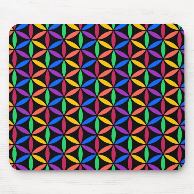 Tapis De Souris Fleur arc-en-ciel du Motif de vie (Devant)