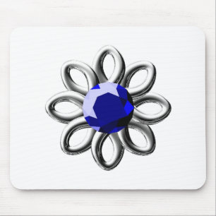 Tapis De Souris Fleur argentée en pierre bleue