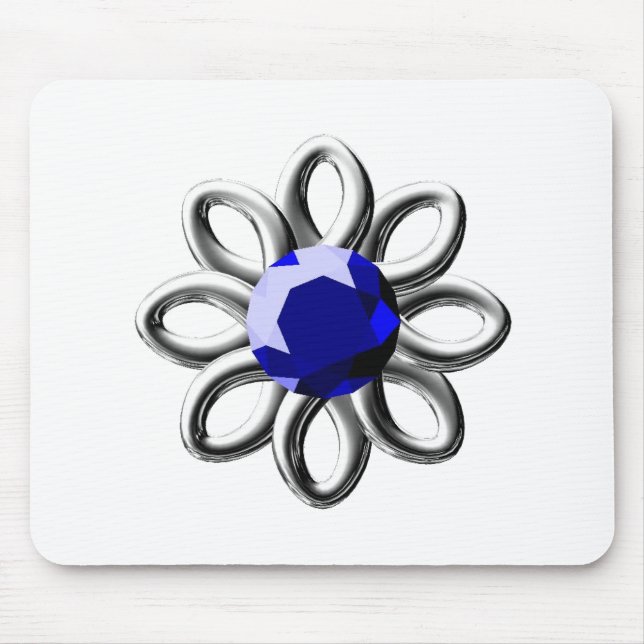 Tapis De Souris Fleur argentée en pierre bleue (Devant)
