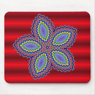 Tapis De Souris Fleur aztèque avec Arrière - plan rouge vibre