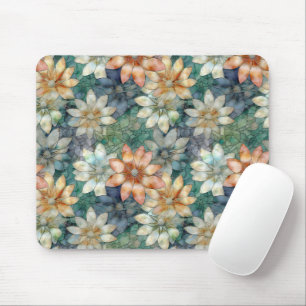 Tapis De Souris Fleur Bleu Blanc Vert Pêche