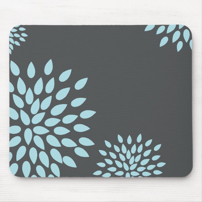 Tapis De Souris Fleur bleu ciel mod sur Arrière - plan gris (Devant)