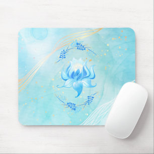 Tapis De Souris Fleur céleste sarcelle – Conception de lotus paisi