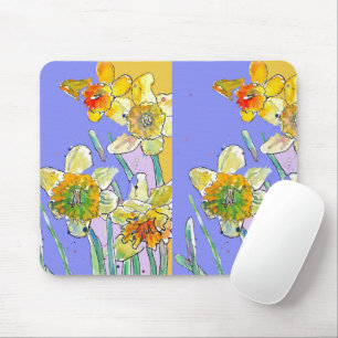 Tapis de souris fleur d'art violet Narcisse jaune