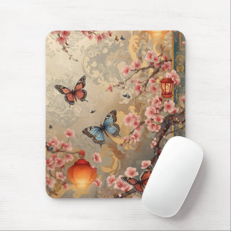 Tapis De Souris Fleur de cerisier Lanterne papillon