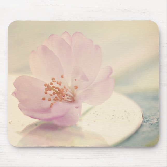 Tapis De Souris Fleur de cerisier rose pâle délicate (Devant)