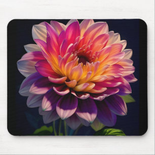 Tapis De Souris Fleur de dahlia rose et orange chaud