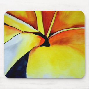 Tapis De Souris Fleur de frangipanier jaune tropicale, art origina