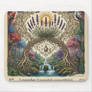 Tapis de souris fleur de lavande artistique et cas