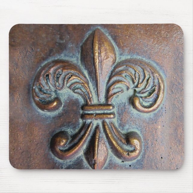 Tapis De Souris Fleur De Lis, Revêtement De Cuivre Âgé Imprimé (Devant)