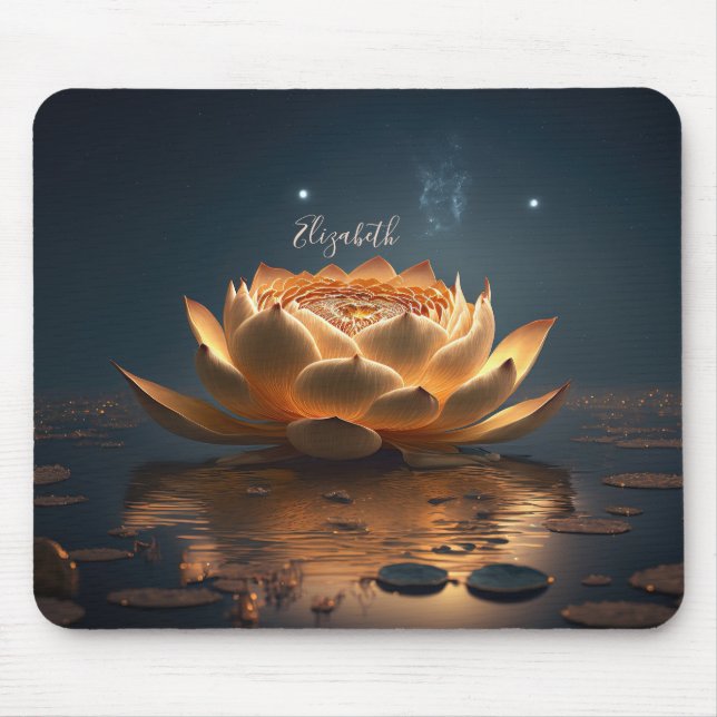 Tapis De Souris Fleur de Lotus Blanc foncé, Zen (Devant)