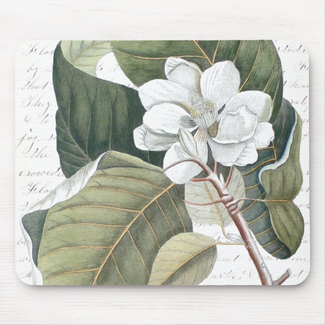 Tapis De Souris Fleur de magnolia et collage des textes de Clara (Devant)
