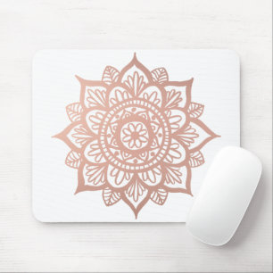 Tapis De Souris Fleur de Mandala blanc rose
