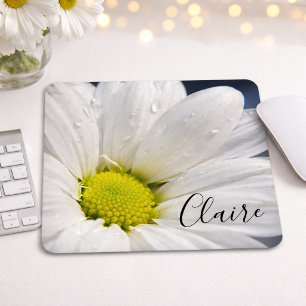 Tapis de souris Fleur de marguerite avec gouttes d