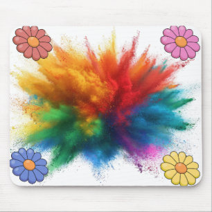Tapis De Souris Fleur de marguerite rétro éclatement de poudre col