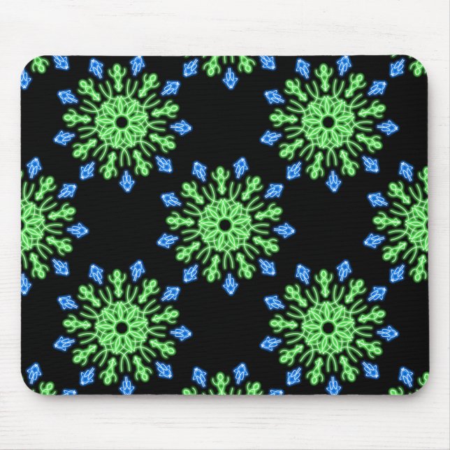 Tapis De Souris Fleur de néon vert et bleu (Devant)