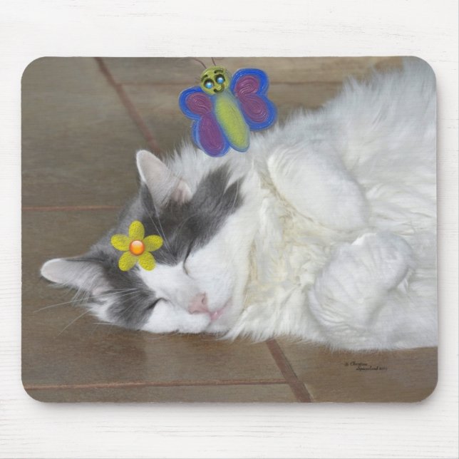 Tapis De Souris Fleur de papillon de chat Mousepad (Devant)