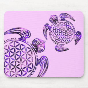 Tapis De Souris Fleur de vie / Blume des Lebens - tortue violet