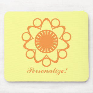 Tapis De Souris Fleur de vie éclatante Mousepad, Orange