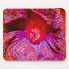 Tapis De Souris Fleur d'Hibiscus rouge rétro Trippy psychédélique
