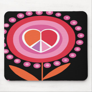 Tapis De Souris Fleur en forme de coeur MousePad de signe de paix