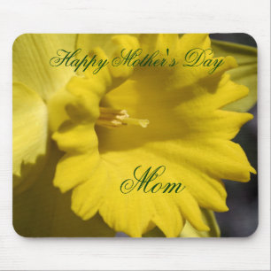 Tapis De Souris Fleur heureuse Mousepad de jonquille du jour de