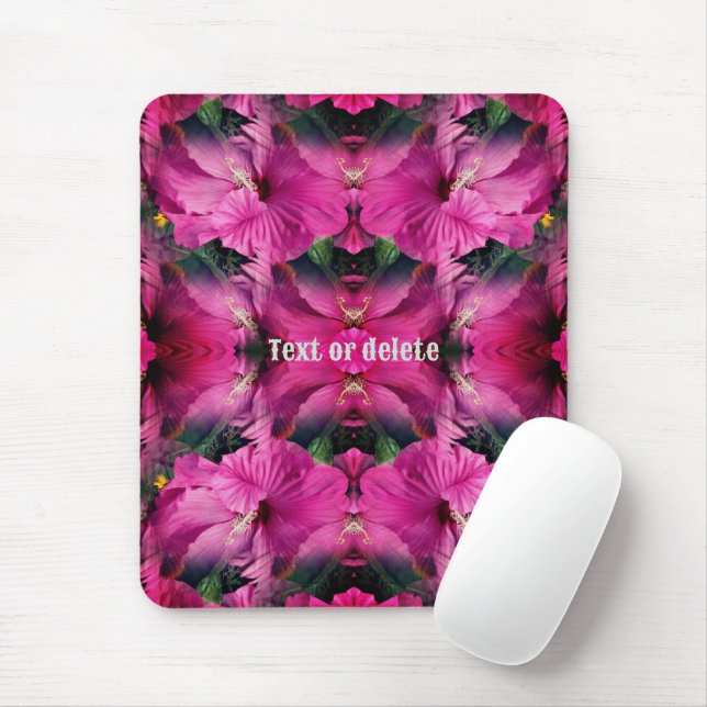 Tapis De Souris Fleur Hibiscus rose Multipliée Personnalisée (Avec souris)