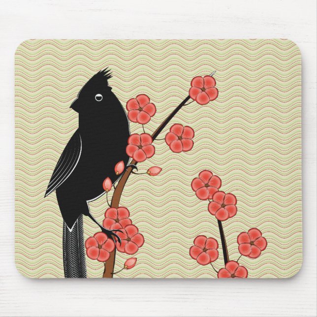 Tapis De Souris Fleur Mousepad de cardinal et de prune (Devant)